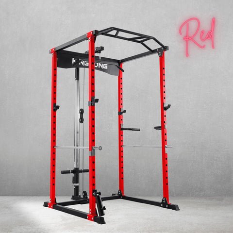 Colorful KingKong Power Rack/Squats Cage with Lat pulley - Kingkong Fitness