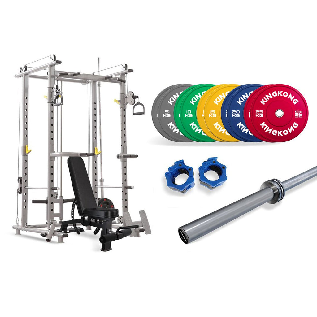 Commercial Power Rack Package - Color 150kg - Adjustable Bench & 700LB Olympic Bar I IN STOCK - Kingkong Fitness