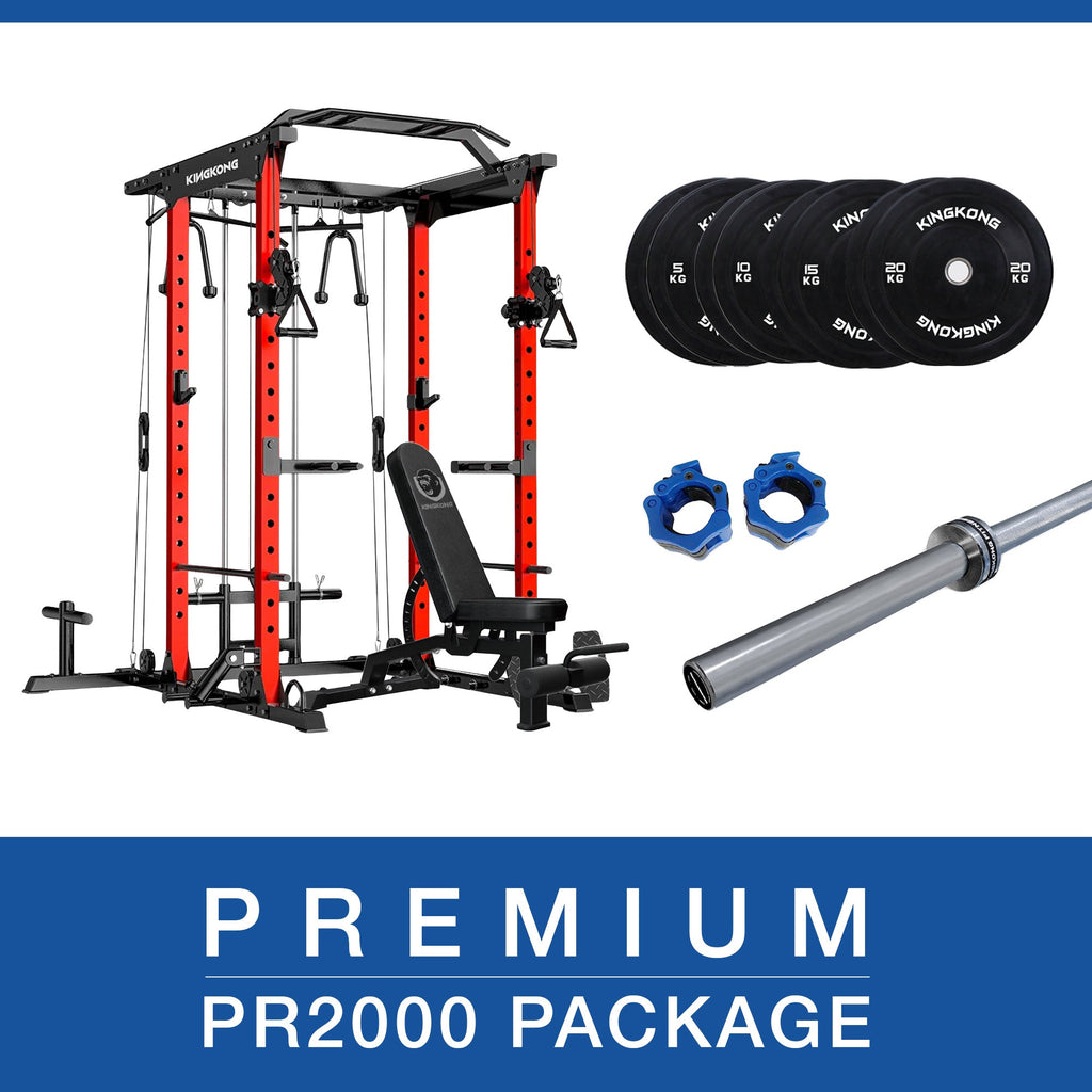 Premium PR2000 PACKAGE - 100KG - ADJUSTABLE BENCH & 700LB OLYMPIC BAR - Kingkong Fitness