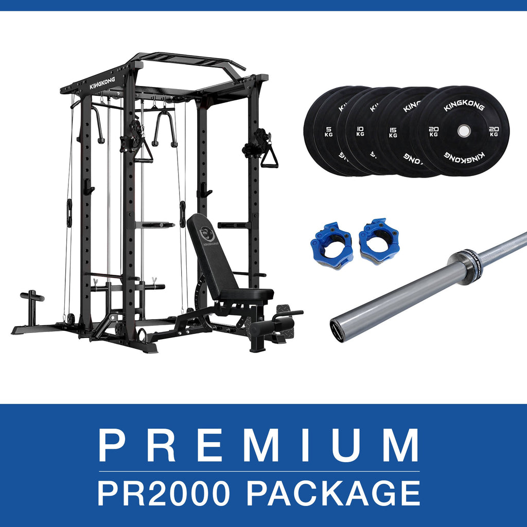 Premium PR2000 PACKAGE - 100KG - ADJUSTABLE BENCH & 700LB OLYMPIC BAR - Kingkong Fitness