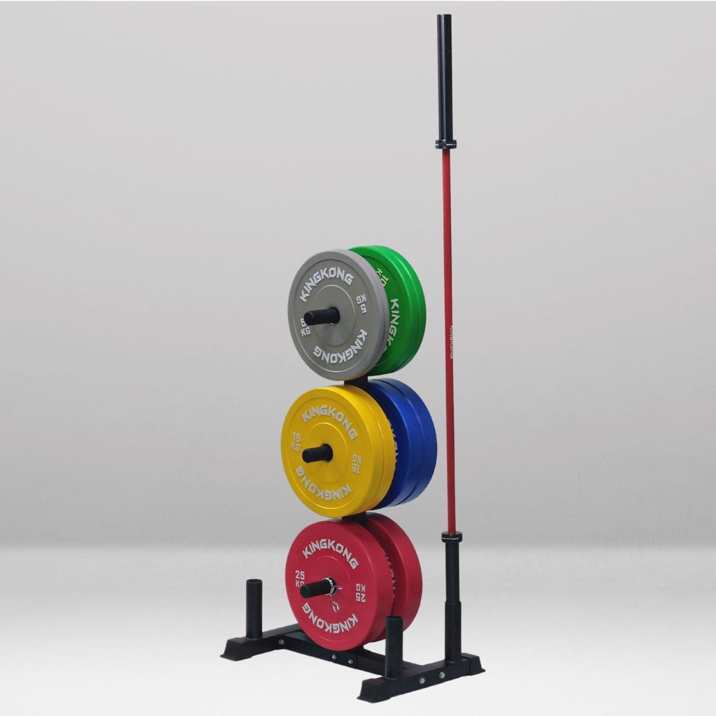 150KG Color Olympic Bumper Plates + 20KG Olympic Barbell+ Storage Tree - Kingkong Fitness