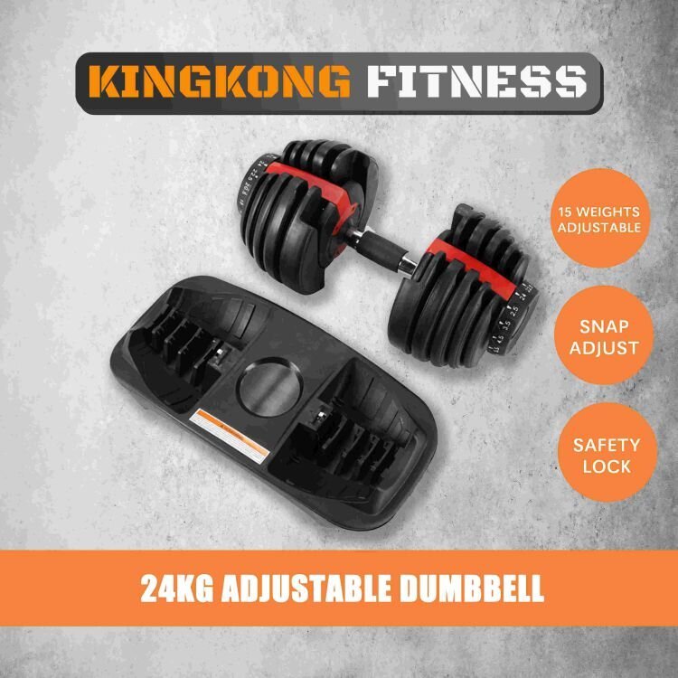24KG Premium Adjustable Dumbbell Set Weights Exercise Home Gym Fitness I In Stock - Kingkong Fitness