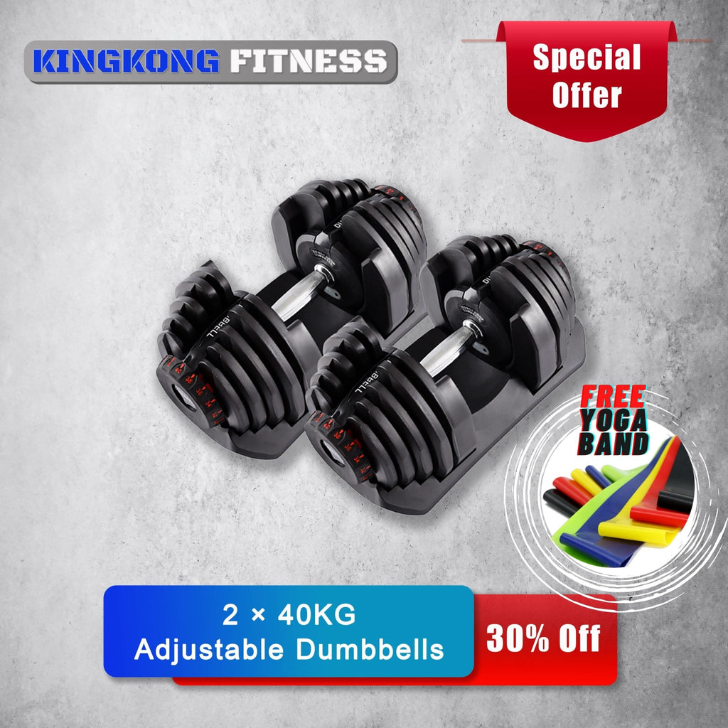 40KG Premium Adjustable Dumbbell Set Weights Exercise Home Gym Fitness I In Stock - Kingkong Fitness