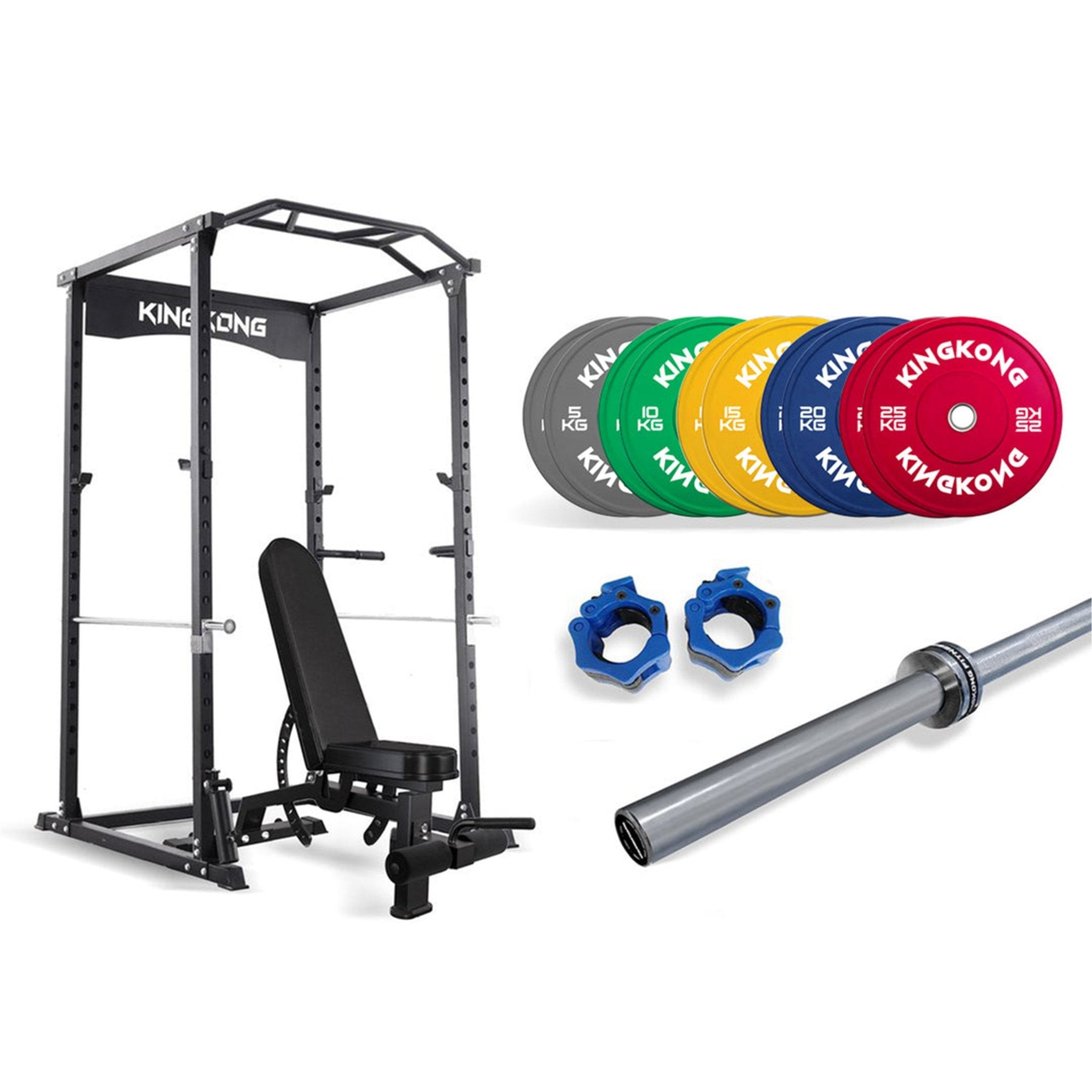 Power Rack Package Delux Power Rack Package - Color 150kg - Adjustable Bench & 700LB Olym