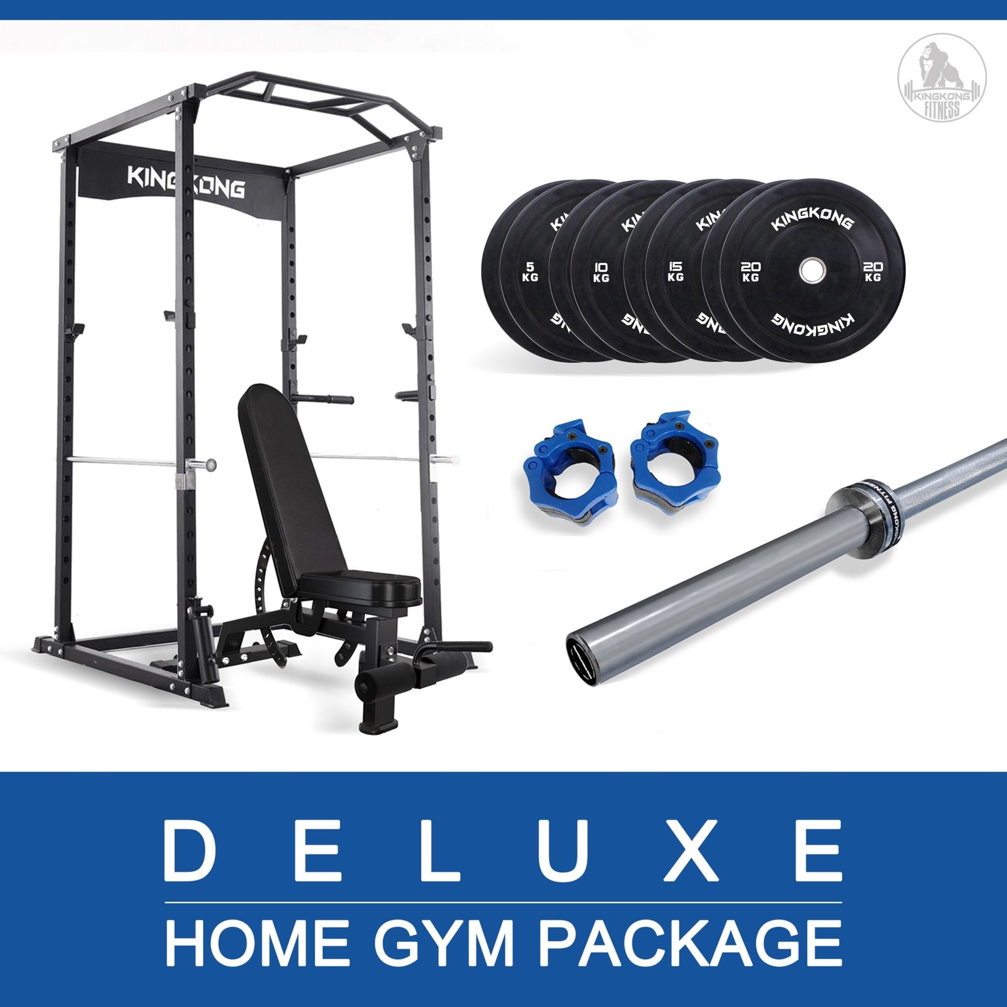 Power Rack Package 100kg Plates Adjustable Bench 700LB Olympic B